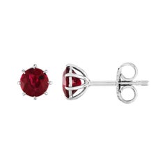 1.90 Carats Ruby Stud White Gold Stud Earrings