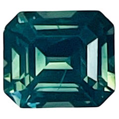 1.90 Ct Emerald cut Green Teal color Sapphire (Saphir de couleur vert sarcelle) 