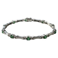 Bracciale con smeraldo naturale e diamanti da 1,90 carati in oro bianco 14k