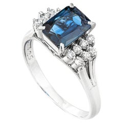 1.90 Ct Natural Sapphire and 0.25 Ct Natural Diamonds Ring, No Reserve Price