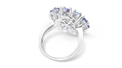 Natural Tanzanite Cocktail Wedding Ring 925 Sterling Silver Birthstone Ring