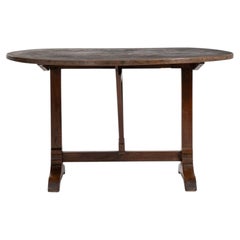 1900-1909 France Rich Walnut Brown Oval Drop-Leaf Dining Table
