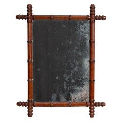 1900-1909 France Warm Honey Bamboo Faux-Bamboo Wall Mirror