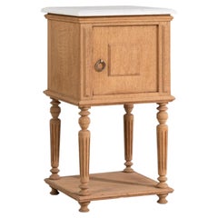 1900-1909 France Weathered Honey Oak Carved Oak Bedside Cabinet