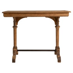 1900-1909 France Weathered Honey Oak Carved Oak Console Table