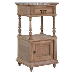 1900-1909 France Weathered Honey Oak Carved Oak Marble-Top Server