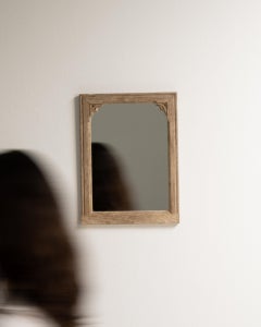 1900-1909 France Weathered Honey Oak Carved Oak Wall Mirror
