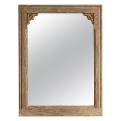 1900-1909 France Weathered Honey Oak Carved Oak Wall Mirror