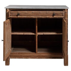 1900-1909 France Weathered Whitewash Cerused Oak Marble-Top Buffet