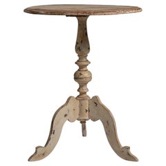 1900-1909 France Weathered Whitewash Cerused Oak Tripod Pedestal Table