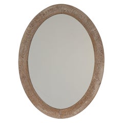 1900-1909 France Weathered Whitewash Cerused Oval Wall Mirror