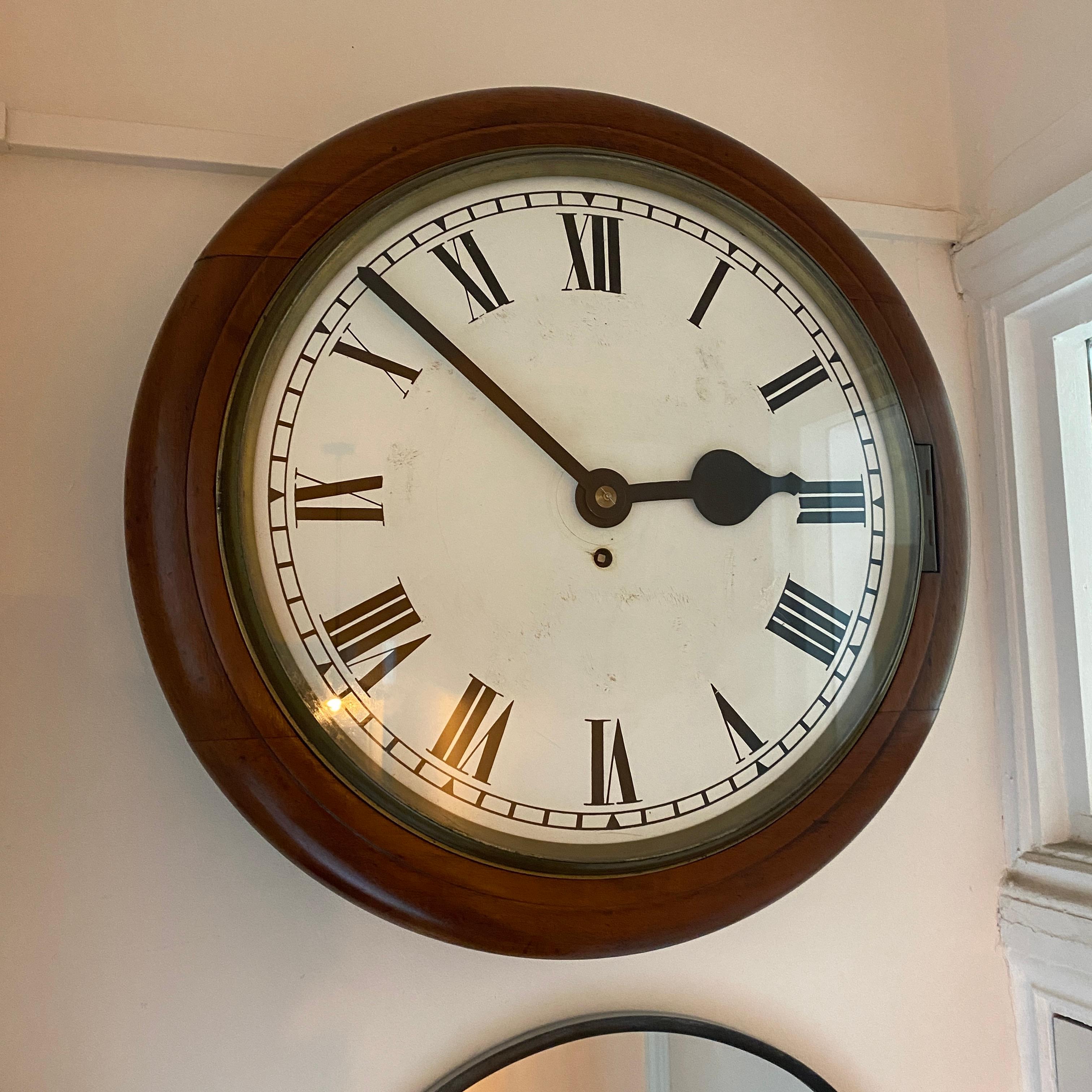 Fusee Railway Waiting Room / Commercial / boardroom / Office Clock Fusee movement - Fully Restored. This statement of a clock is it top working condition having just been fully restored, remaining 17 months of warranty. Unusual Added weight in the
