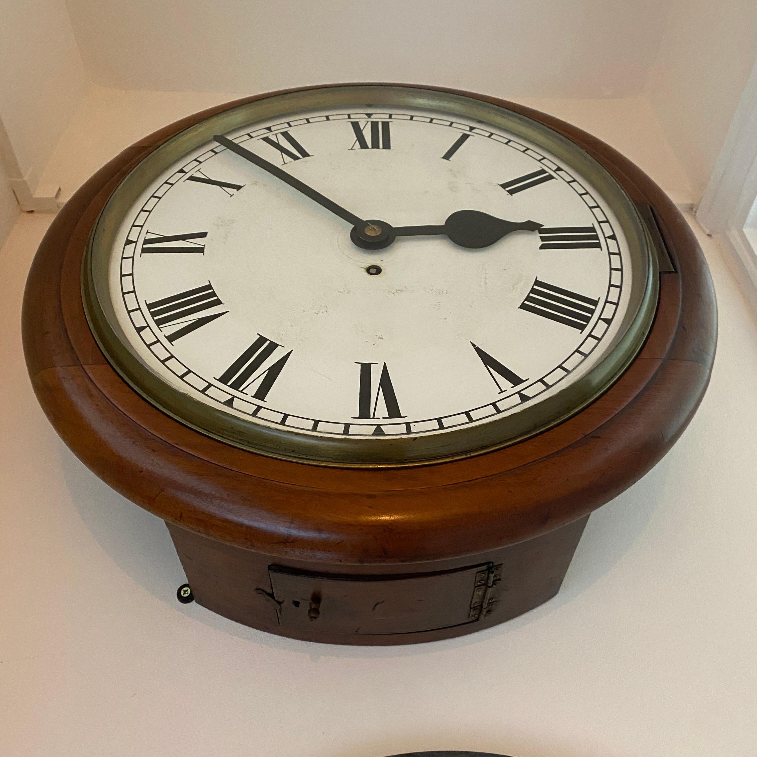 Mahogany 1900-1910’s Fuse Smith Astral Large Antique Wall Clock