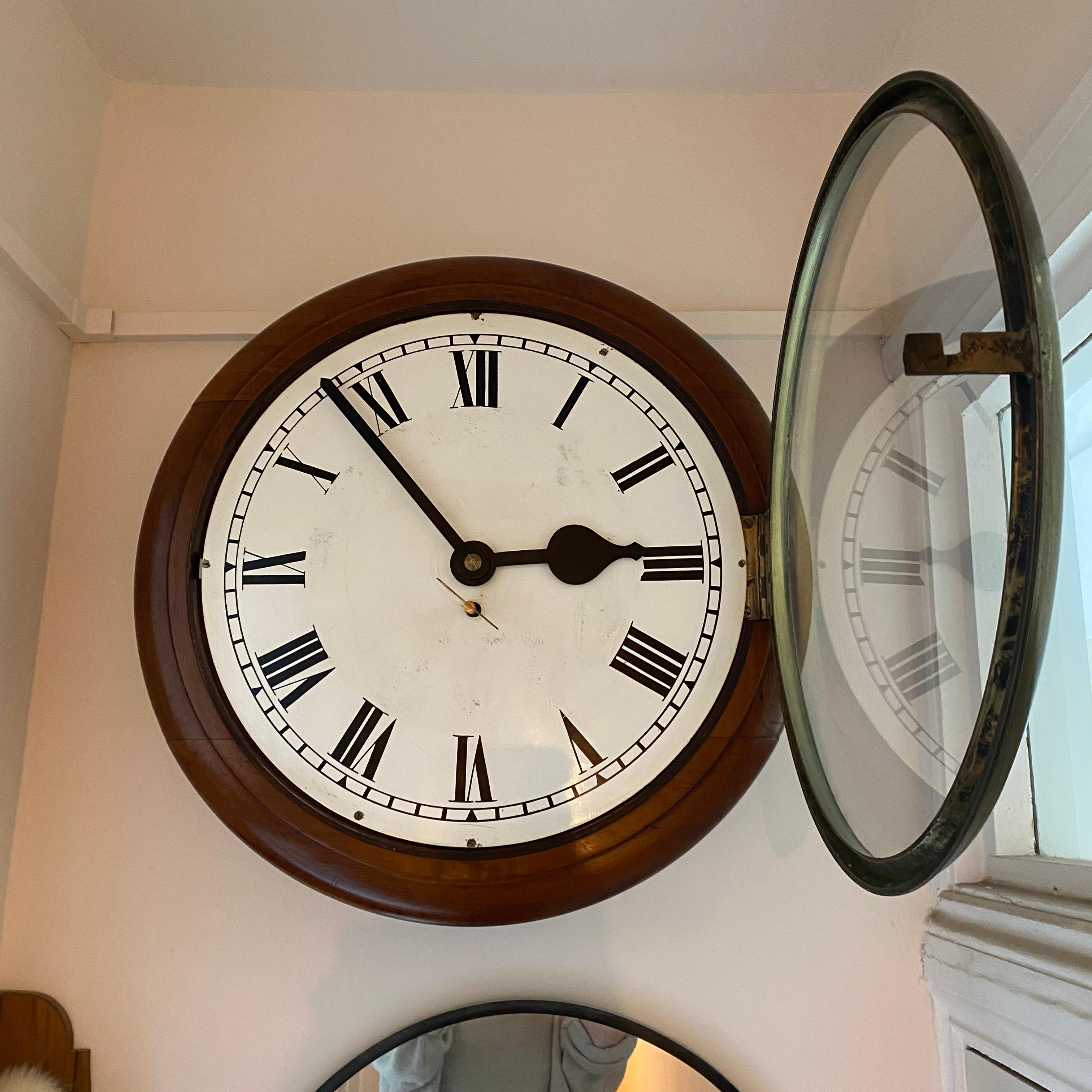 1900-1910’s Fuse Smith Astral Large Antique Wall Clock For Sale 3