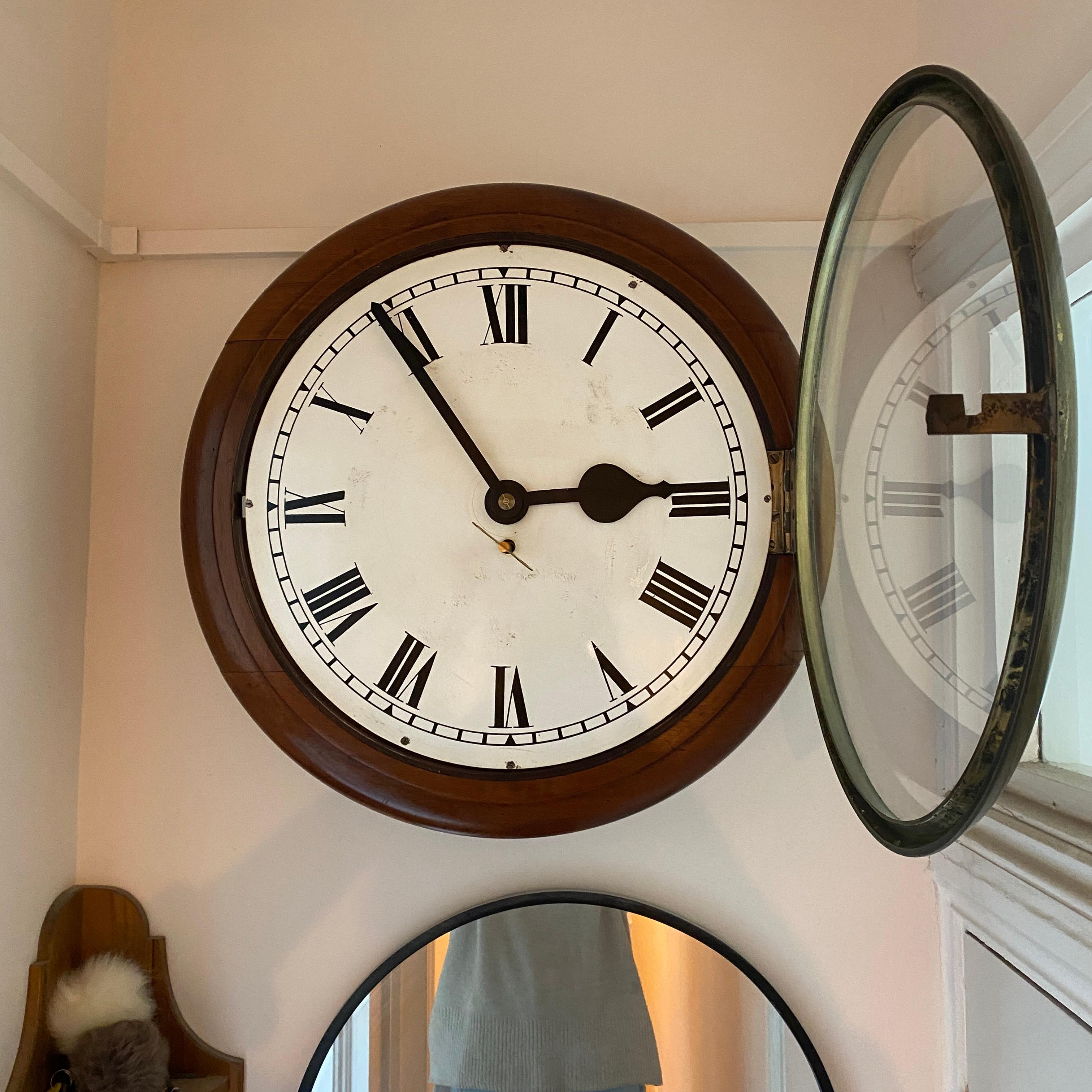 1900-1910’s Fuse Smith Astral Large Antique Wall Clock For Sale 4