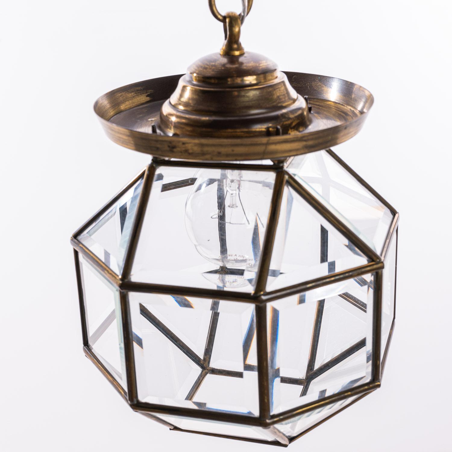 1900-1920 Brass & Glass Amsterdam School Lantern For Sale 4