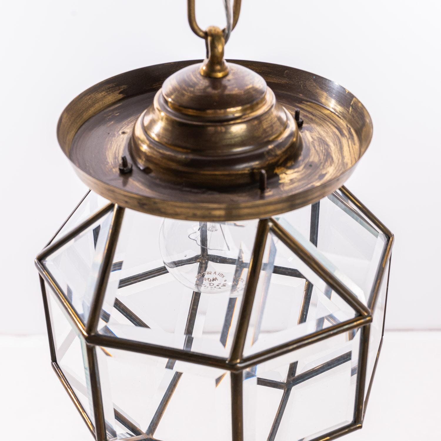 1900-1920 Brass & Glass Amsterdam School Lantern For Sale 5
