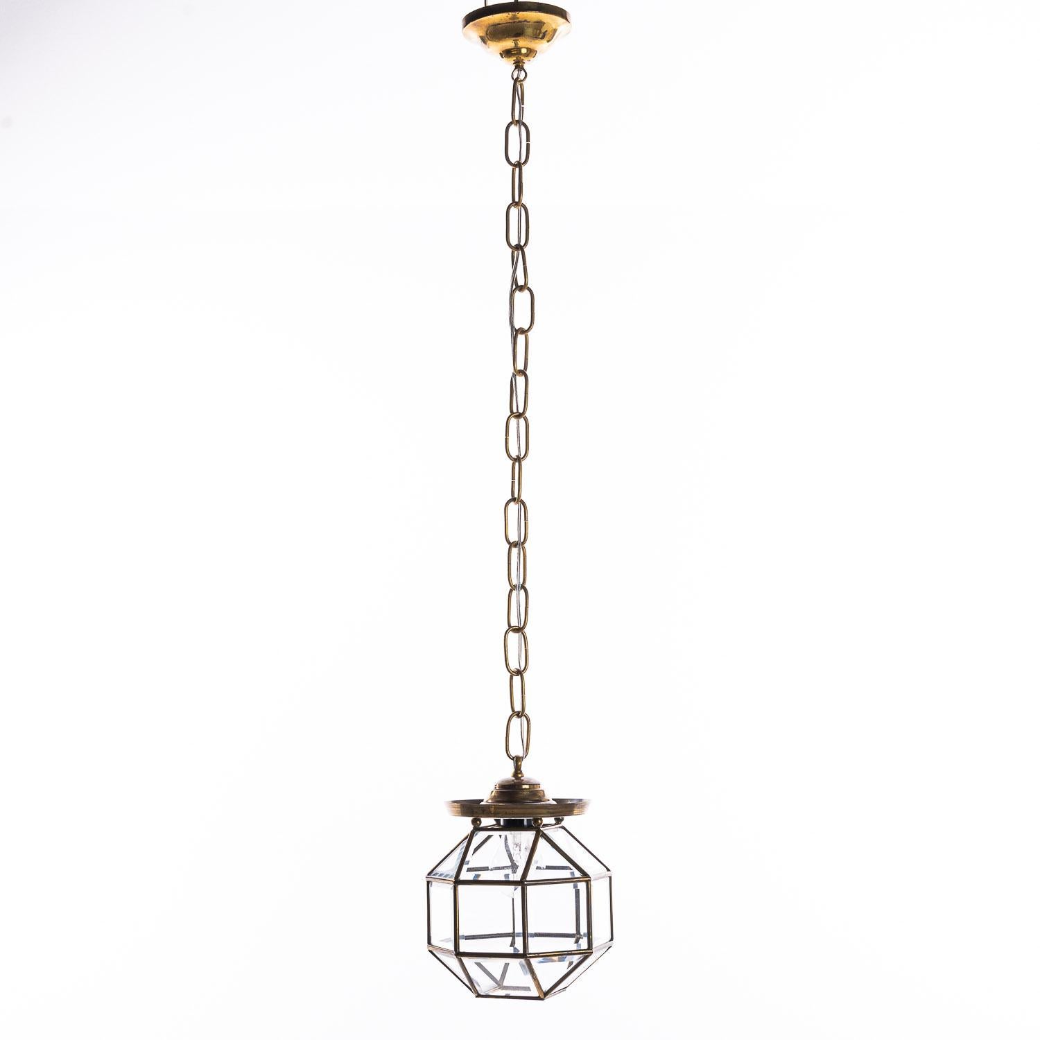 1900-1920 Brass & Glass Amsterdam School Lantern For Sale 6
