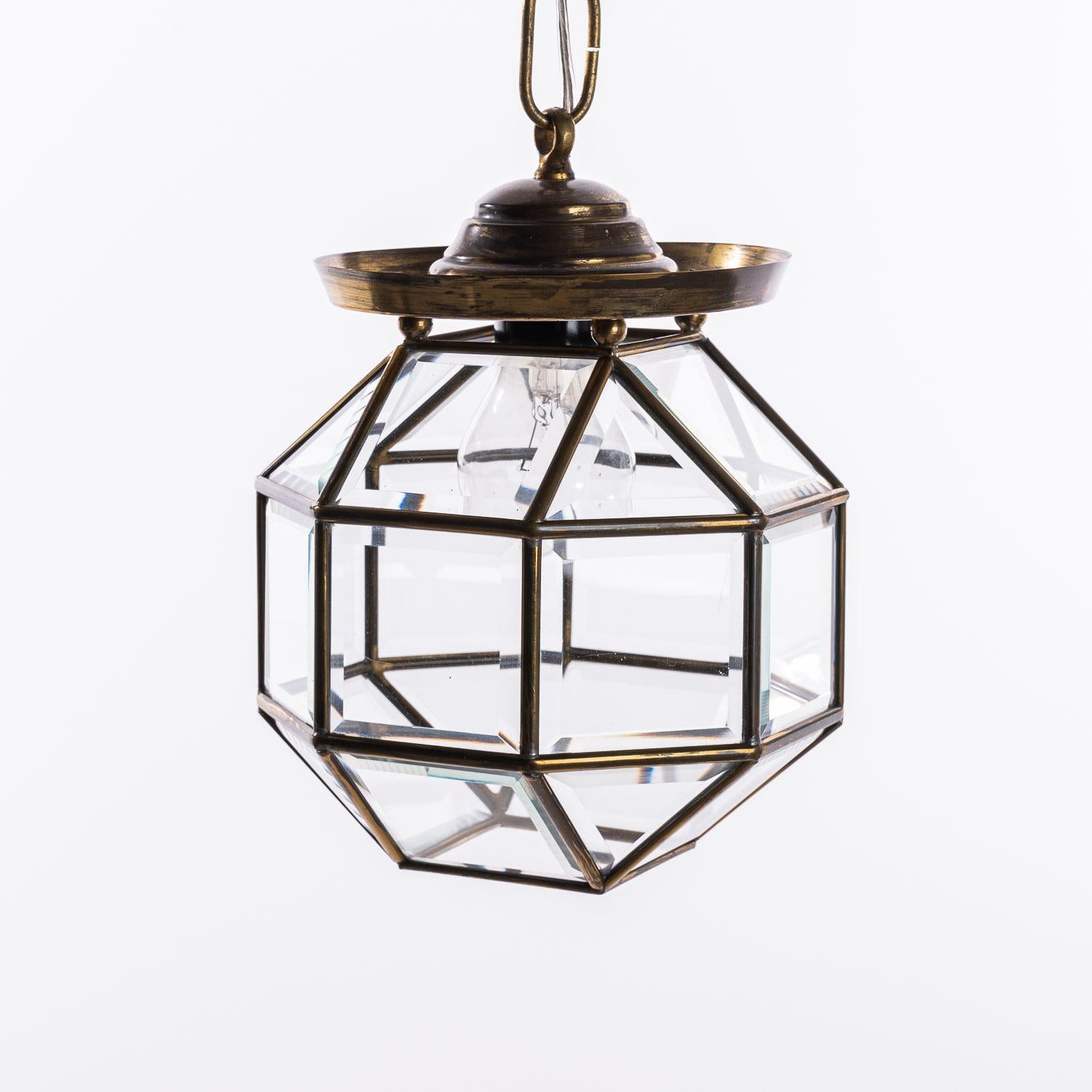 Dutch 1900-1920 Brass & Glass Amsterdam School Lantern For Sale