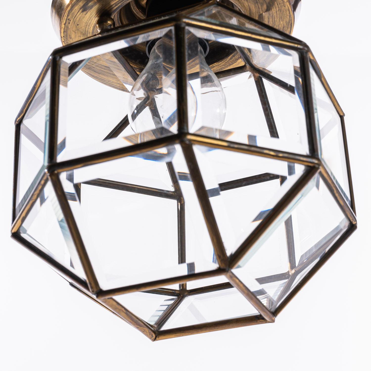 20th Century 1900-1920 Brass & Glass Amsterdam School Lantern For Sale