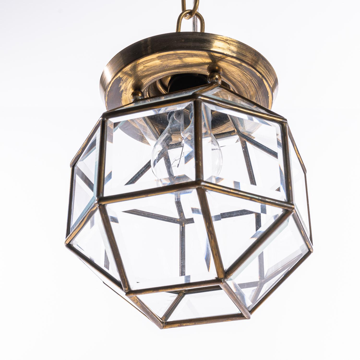 1900-1920 Brass & Glass Amsterdam School Lantern For Sale 1