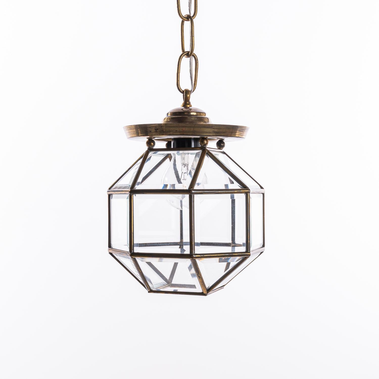 1900-1920 Brass & Glass Amsterdam School Lantern For Sale 3