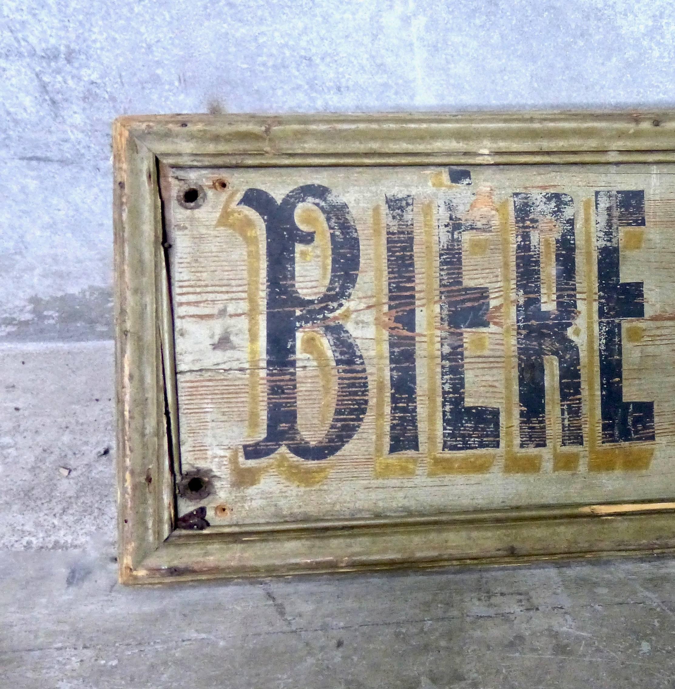 Original wooden French advertising sign depicting a produced beer in the Southern France region of Antibes known as Fort-Carre.
Great hand painted sign in untouched surface in original condition.
Unsure if the venture was shared between Picard and