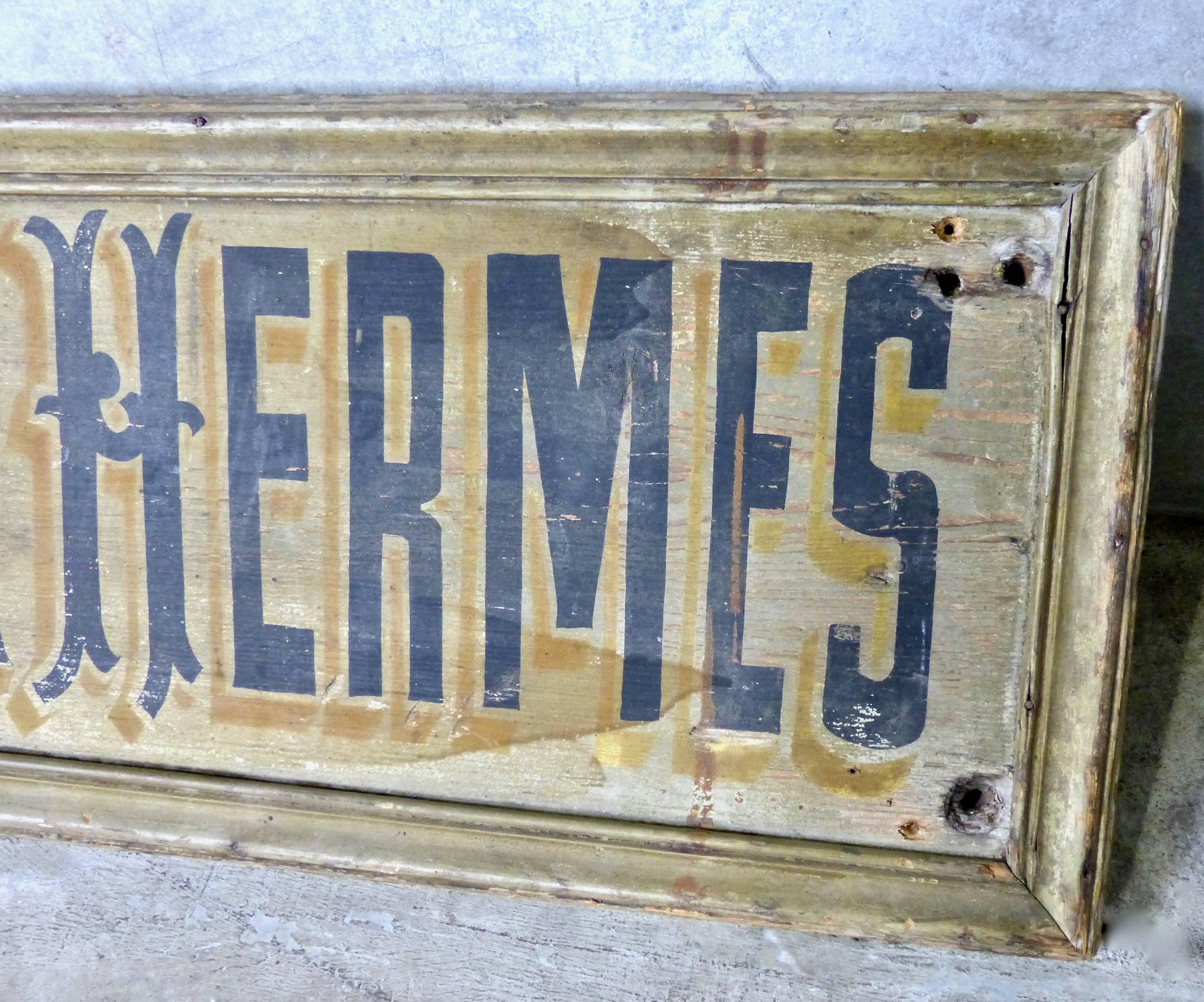 Hand-Painted 1900-1920 Original Wooden Advertising French Beer Sign