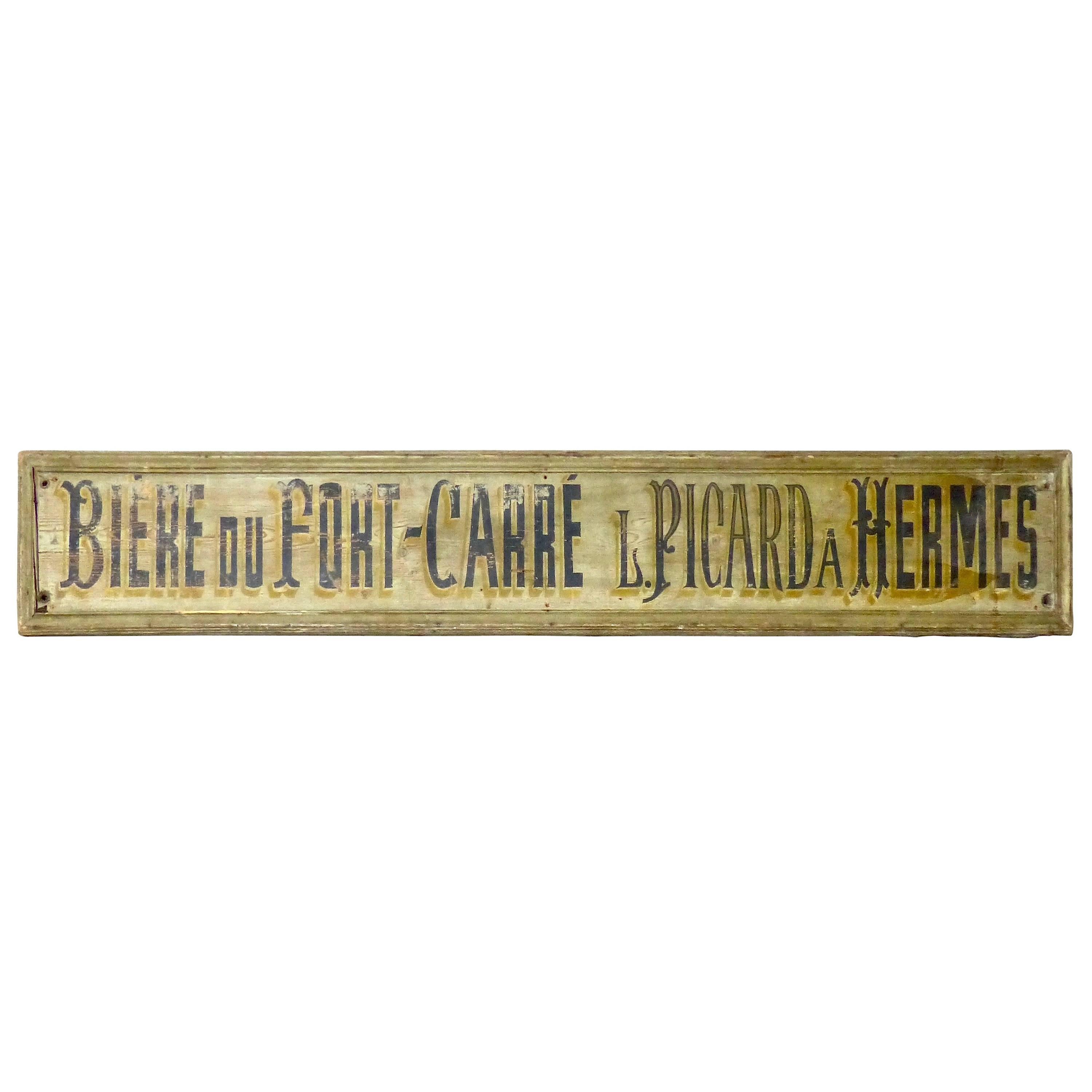 1900-1920 Original Wooden Advertising French Beer Sign