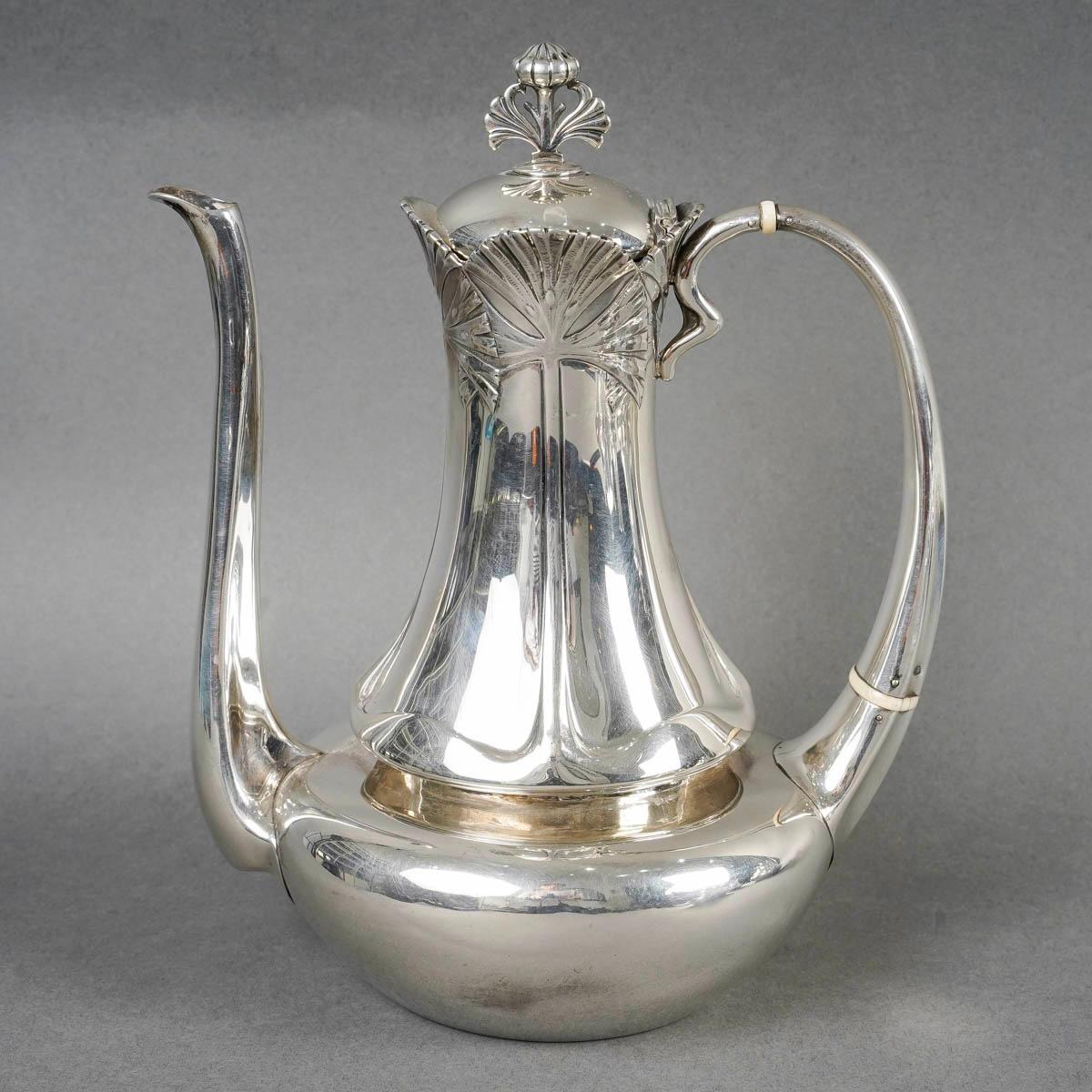 Art Nouveau 1900 Alphonse Debain - Set da tè e caffè in stile liberty A. Silver in vendita