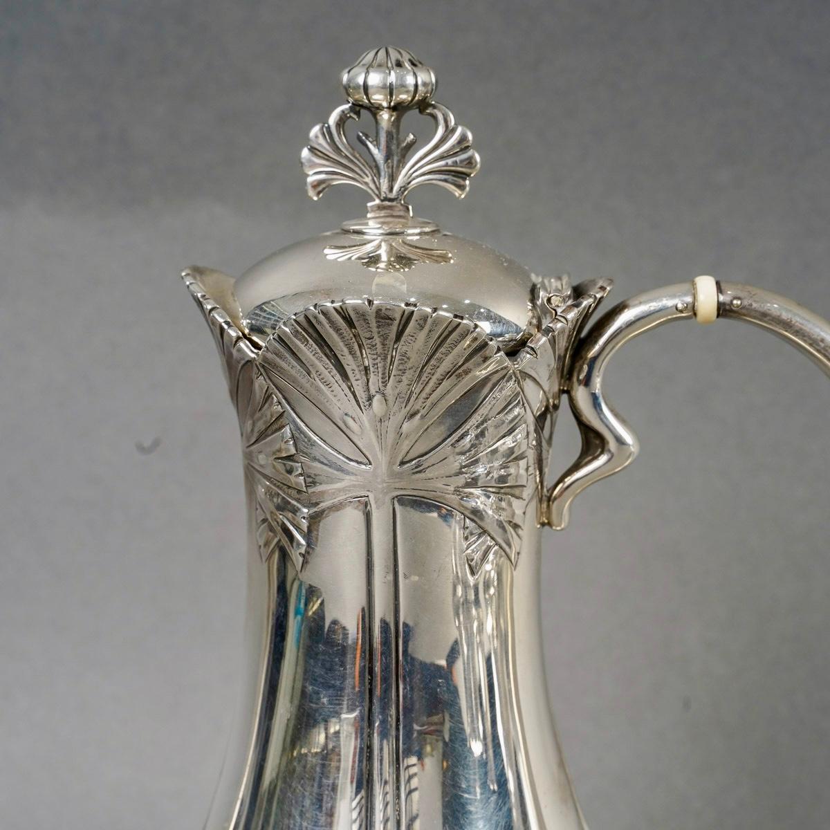1900 Alphonse Debain - Set da tè e caffè in stile liberty A. Silver In condizioni buone in vendita a Boulogne Billancourt, FR