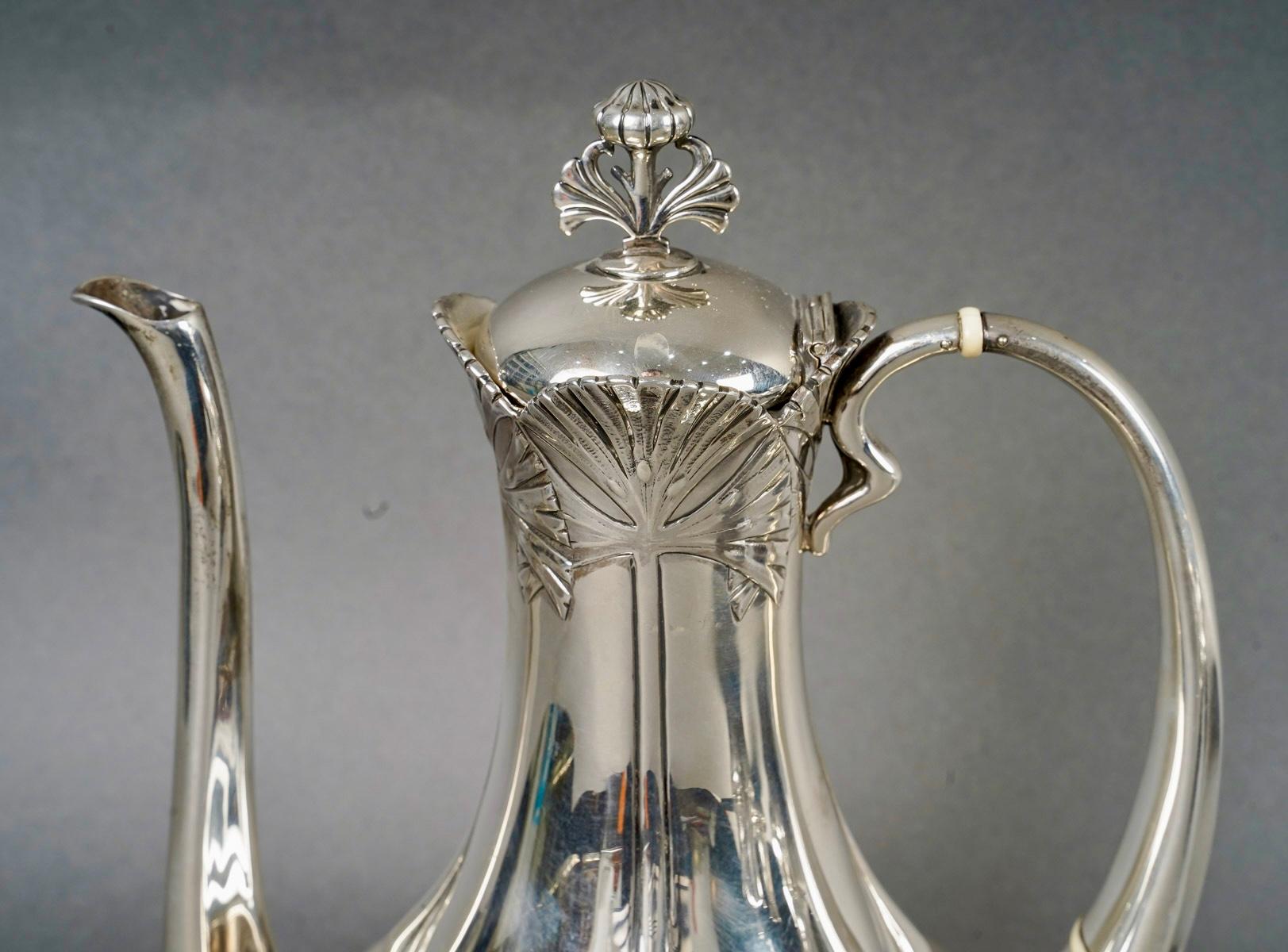 Inizio XX secolo 1900 Alphonse Debain - Set da tè e caffè in stile liberty A. Silver in vendita