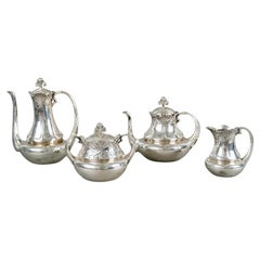 1900 Alphonse Debain - Art Nouveau Juego de café y té Papiro Plata de ley