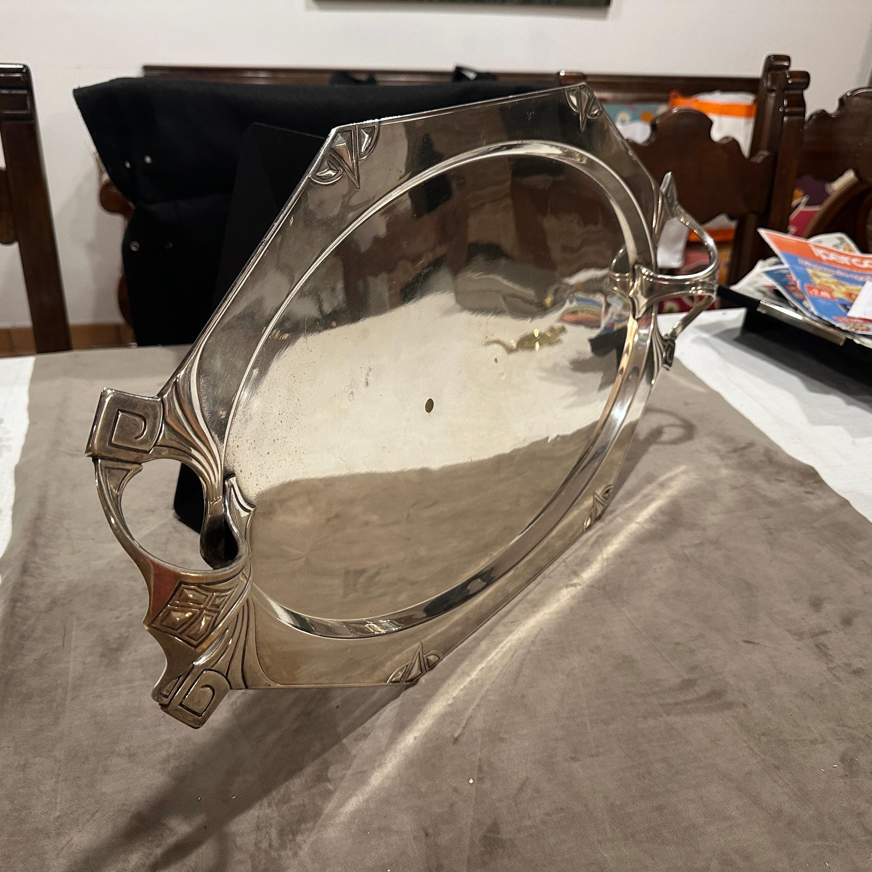 1900 Amazing Judgenstil Silver Plated Tray by Albert Kohler for W.M.F. In Good Condition For Sale In Aci Castello, IT