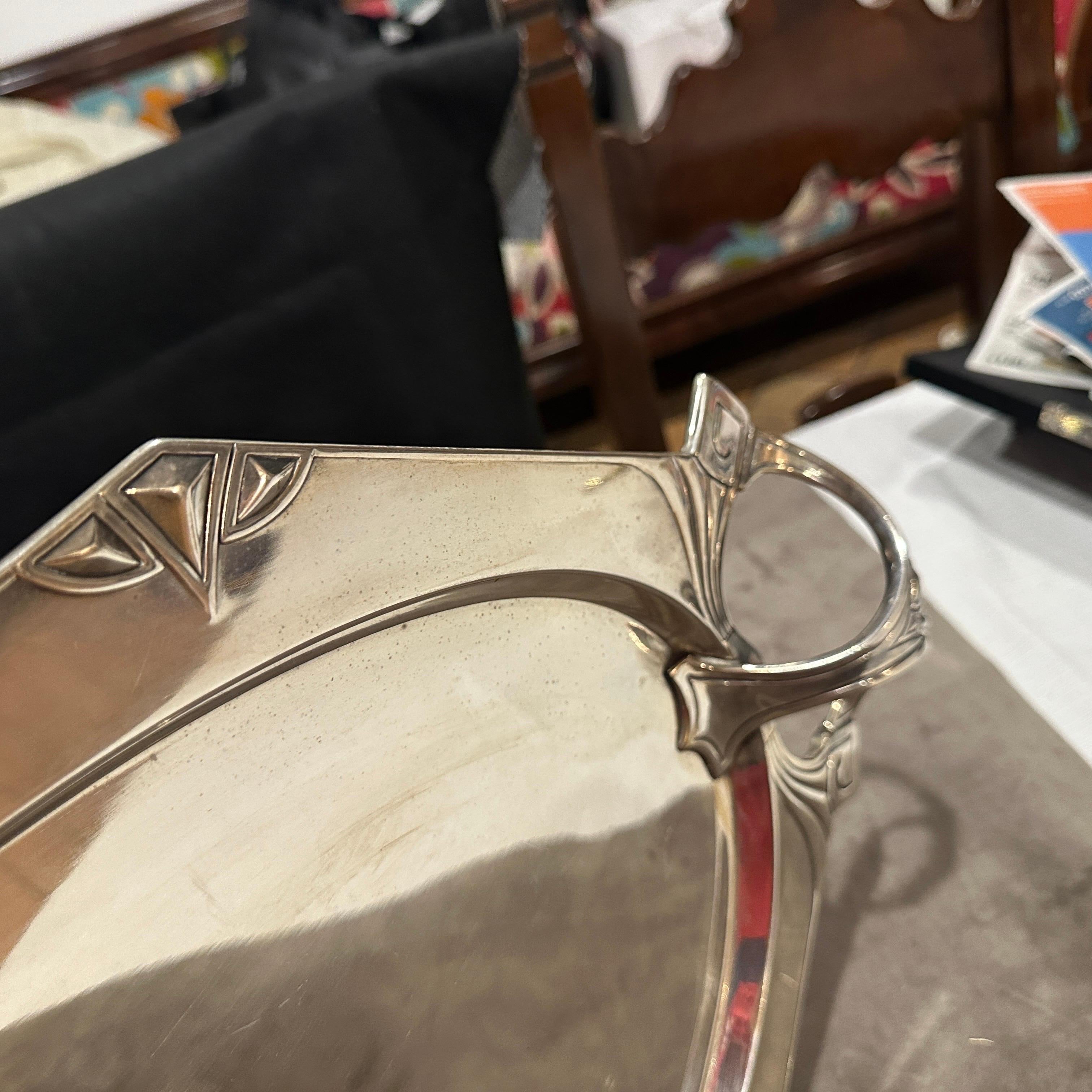 1900 Amazing Judgenstil Silver Plated Tray by Albert Kohler for W.M.F. For Sale 4