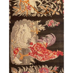 1900 Antique Animal Design Bessarabian Flat Weave Rug