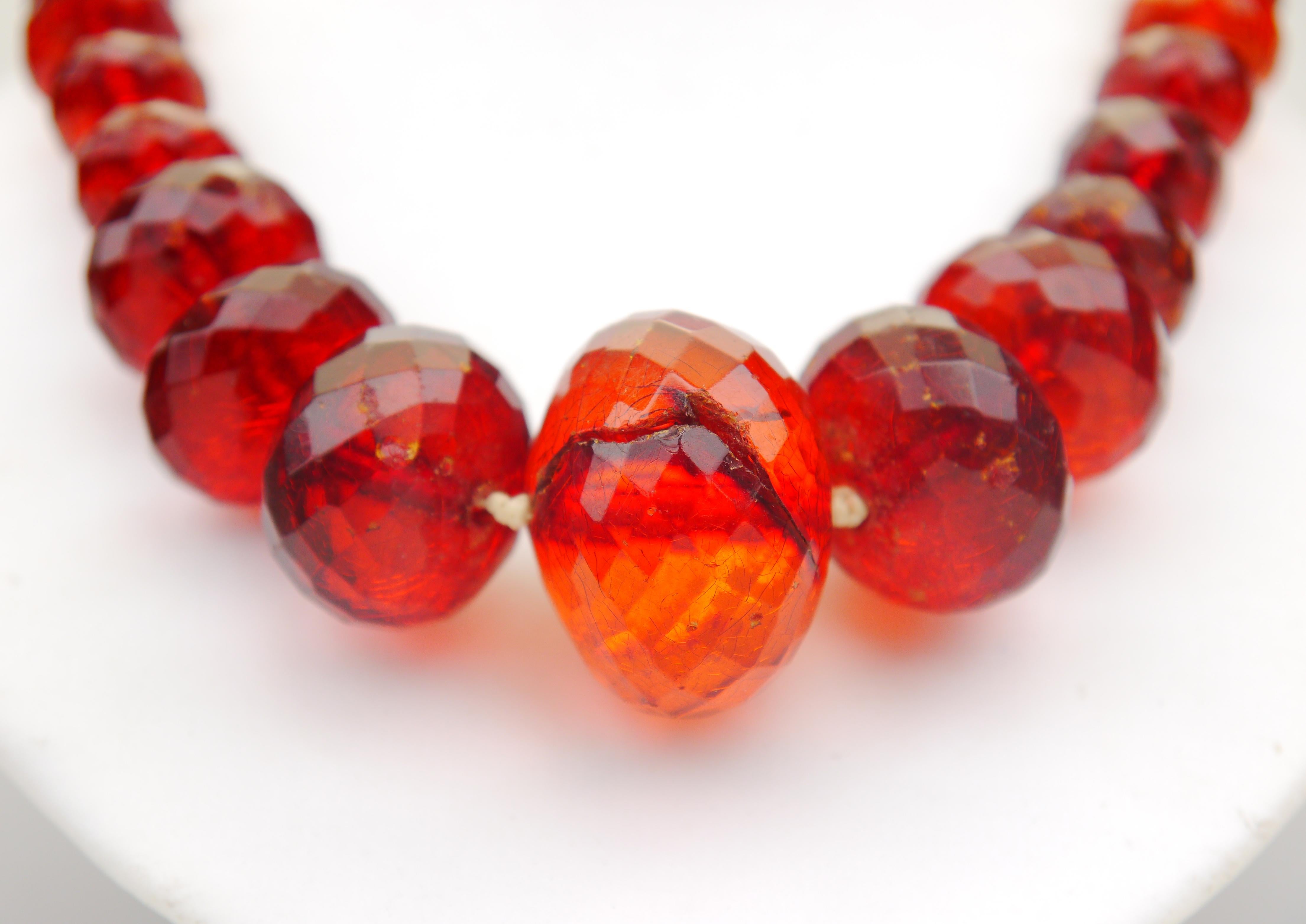 1900 Antique Danish Faceted Natural Amber Honey Cognac Necklace 58 /85gr For Sale 6