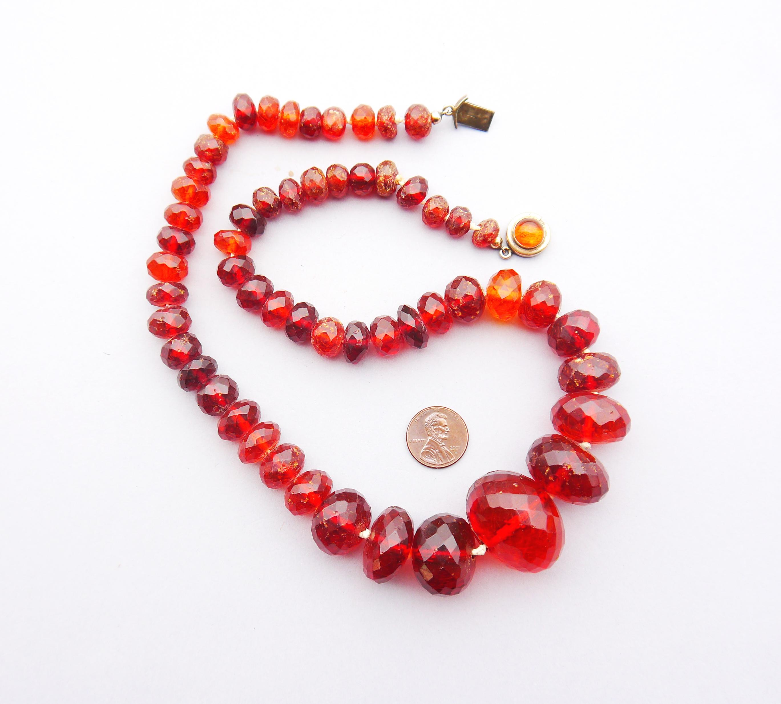 1900 Antique Danish Faceted Natural Amber Honey Cognac Necklace 58 /85gr For Sale 9