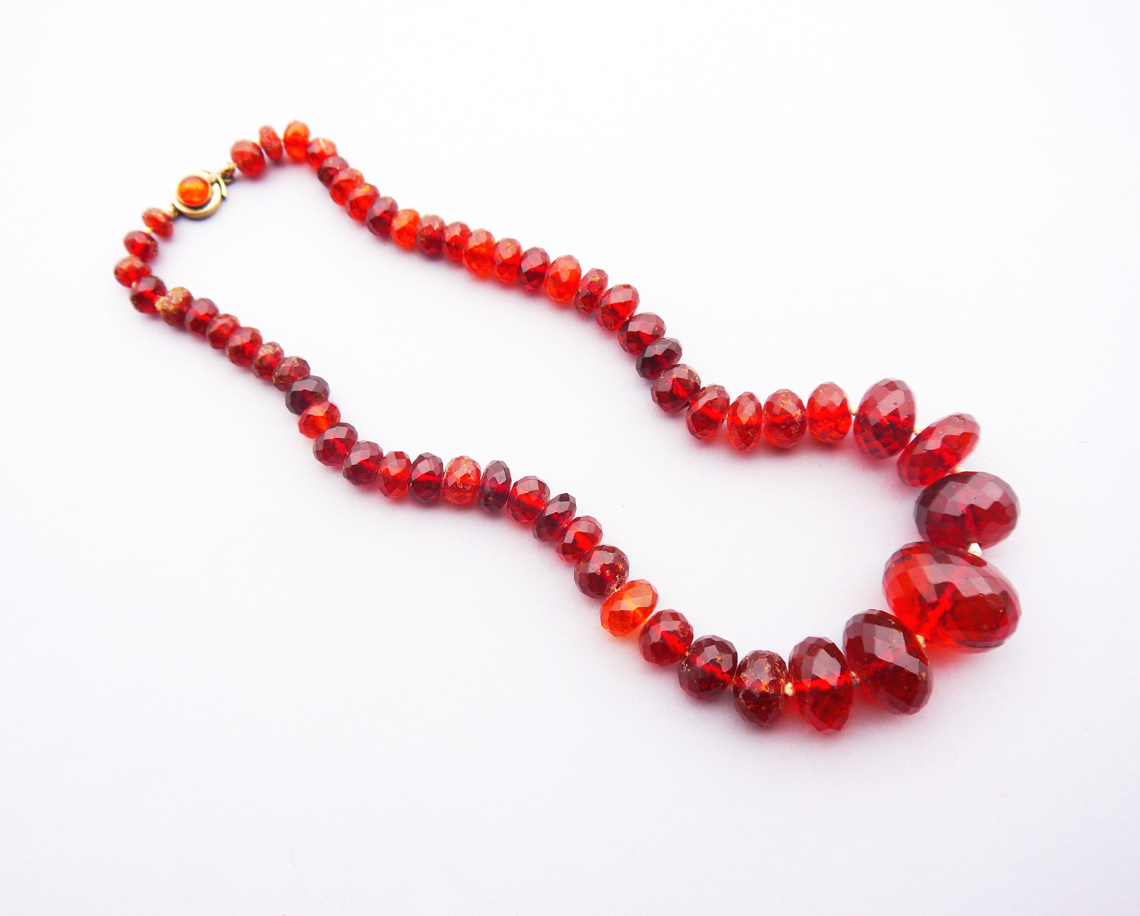 1900 Antique Danish Faceted Natural Amber Honey Cognac Necklace 58 /85gr For Sale 2