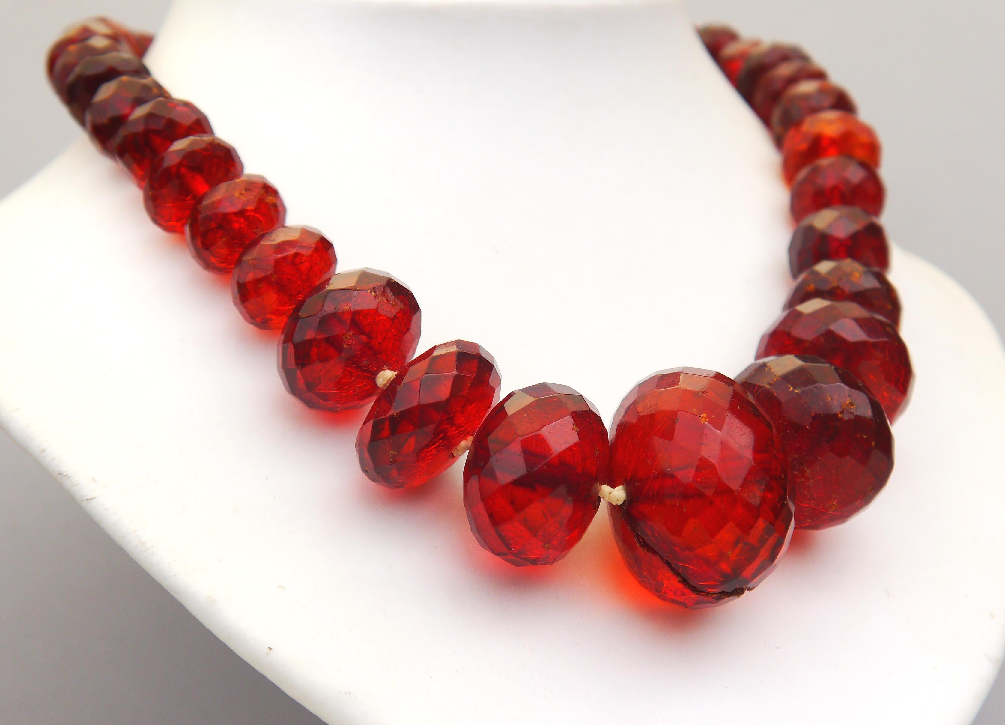 1900 Antique Danish Faceted Natural Amber Honey Cognac Necklace 58 /85gr For Sale 4