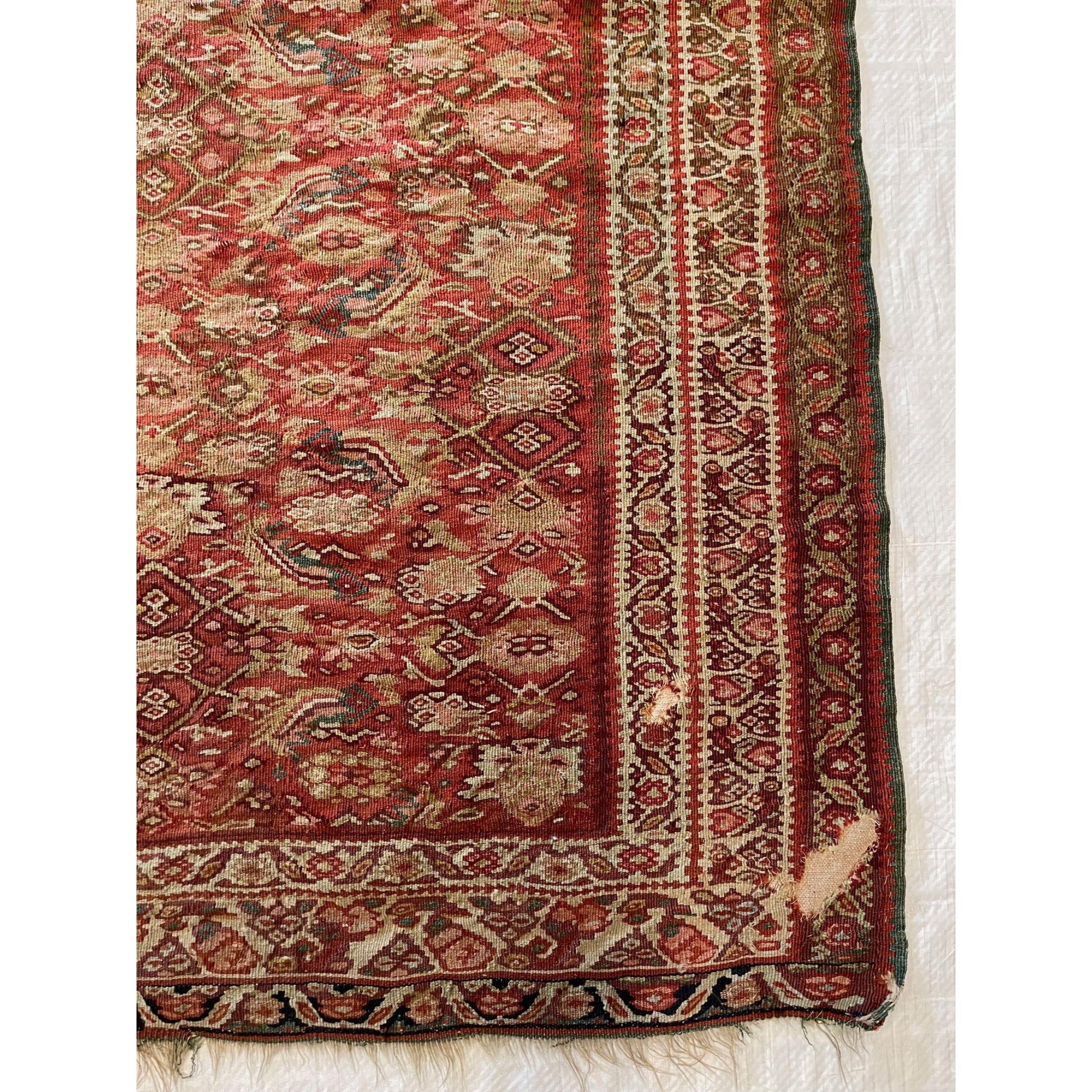 1900 Alfombra Kilim Antigua de Tejido Plano 6'4'' X 4'6'' en Bueno estado para la venta en Los Angeles, US
