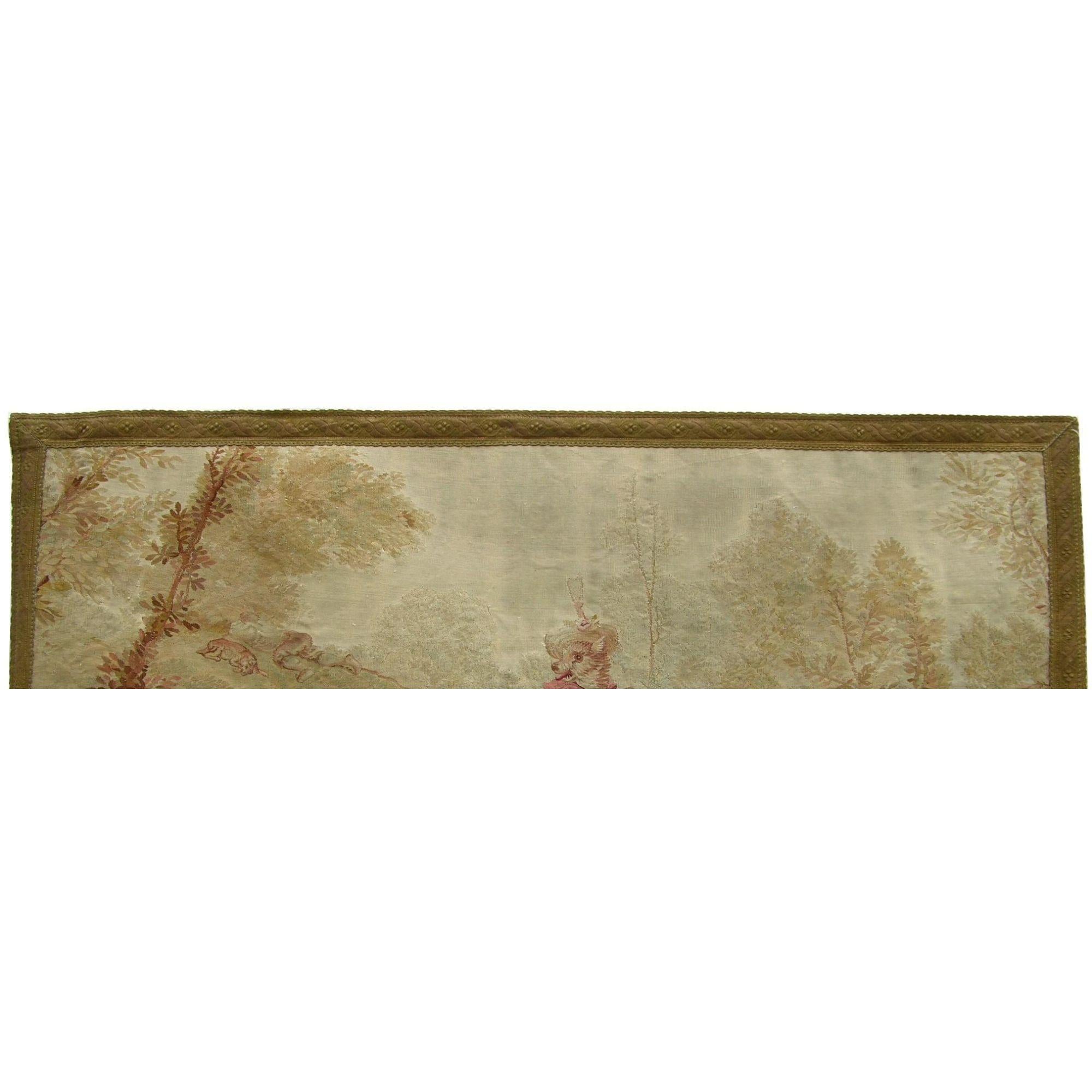 French Provincial 1900 Antique French Aubusson Tapestry 1'11