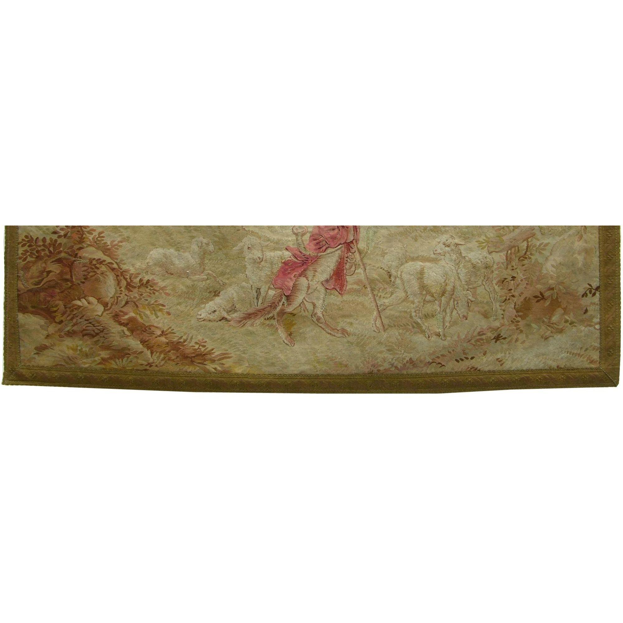 Antiker französischer Aubusson-Wandteppich aus dem Jahr 1900 1'11