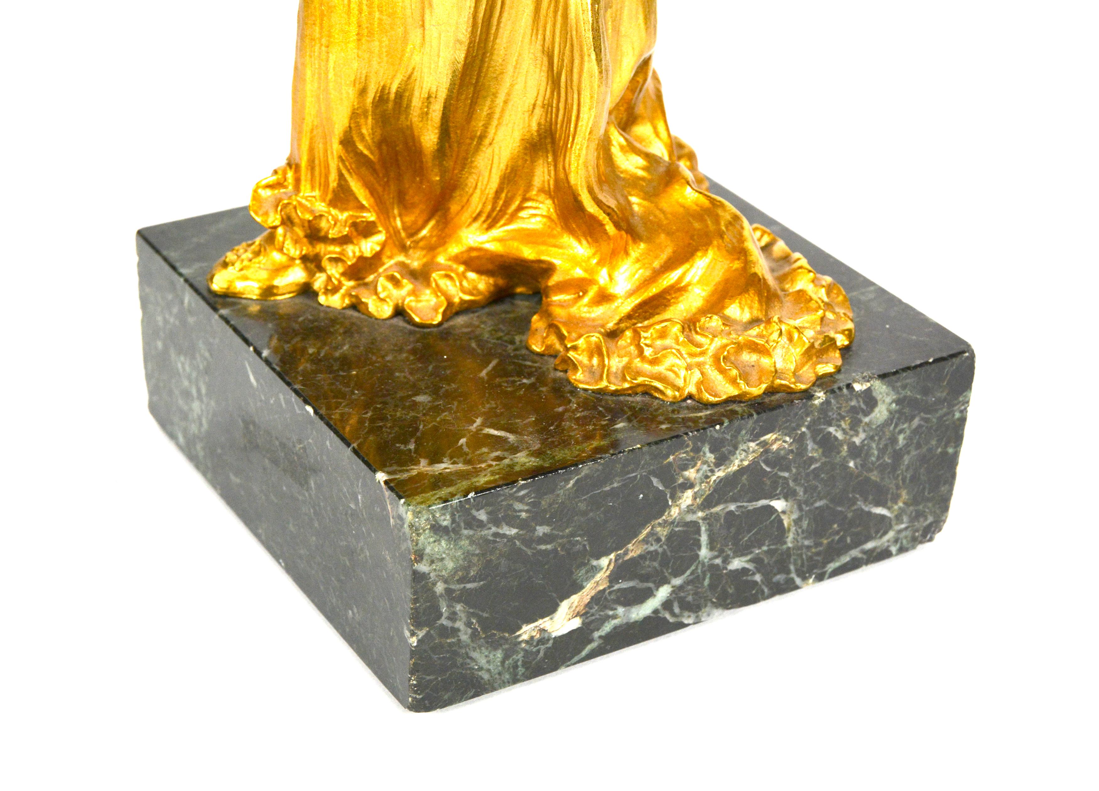 1900 Antique French Ormolu Gilt Bronze Elegant Lady Marble Base Ball Clock For Sale 6