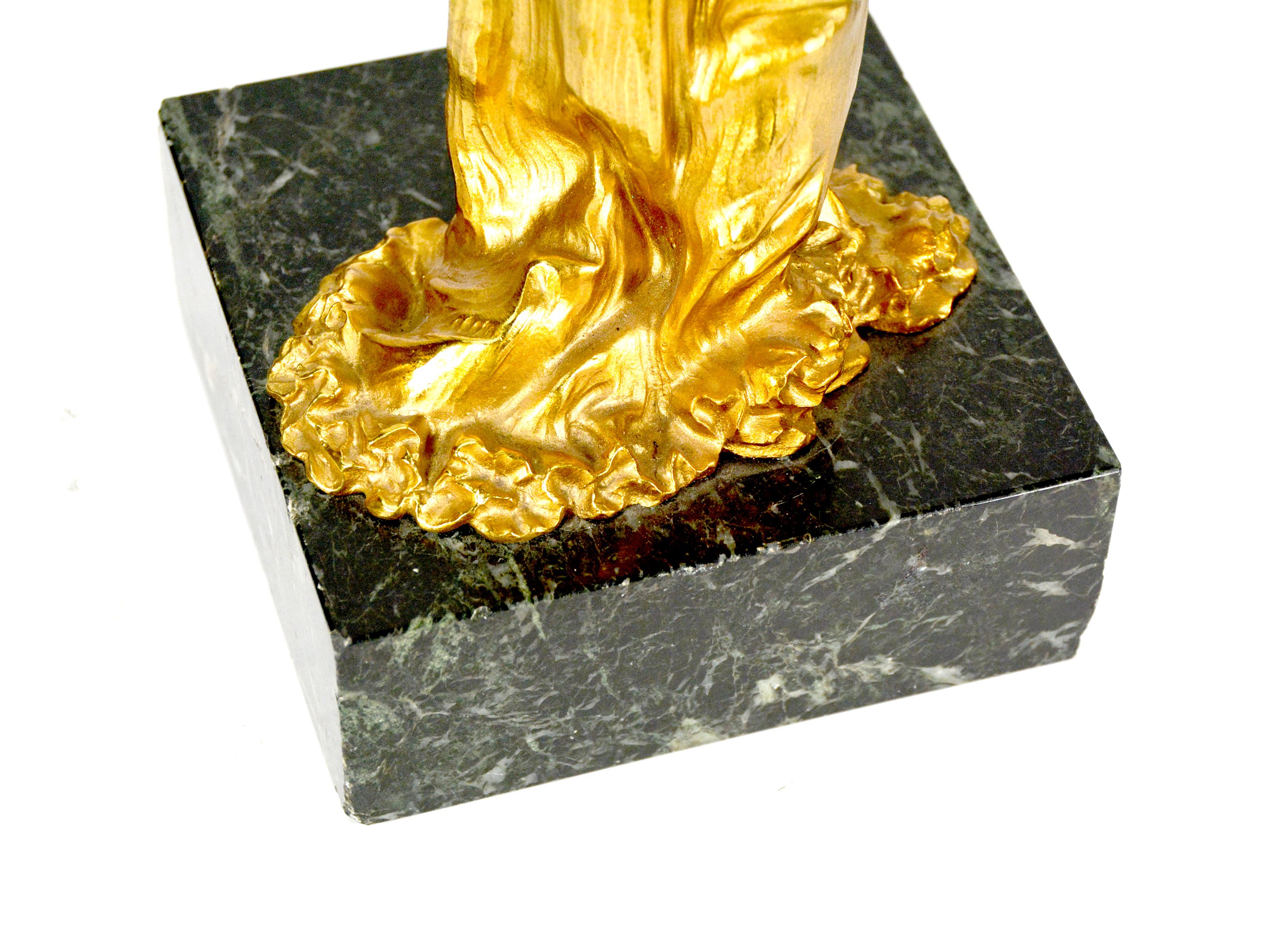 1900 Antique French Ormolu Gilt Bronze Elegant Lady Marble Base Ball Clock For Sale 7