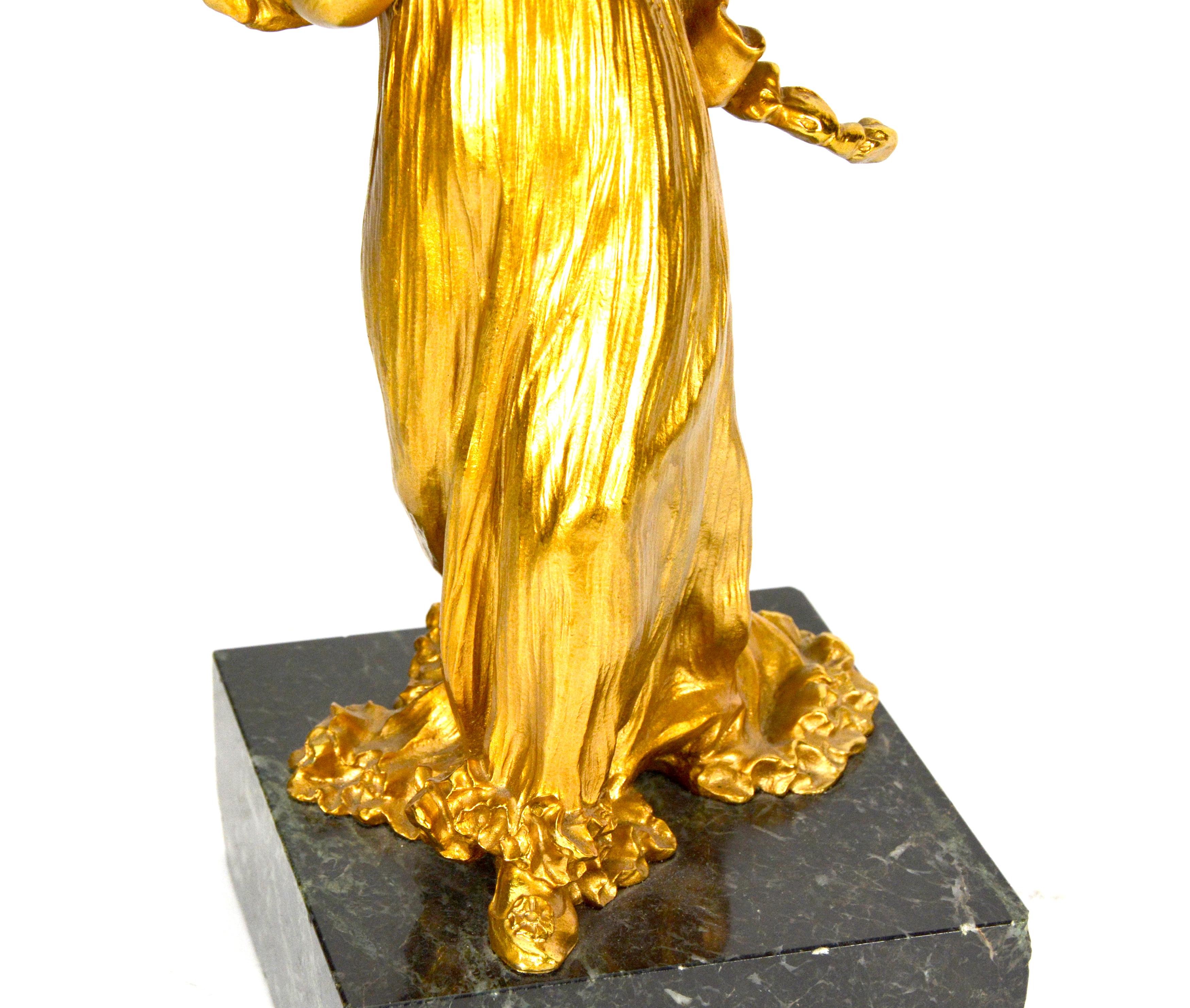 1900 Antique French Ormolu Gilt Bronze Elegant Lady Marble Base Ball Clock For Sale 5