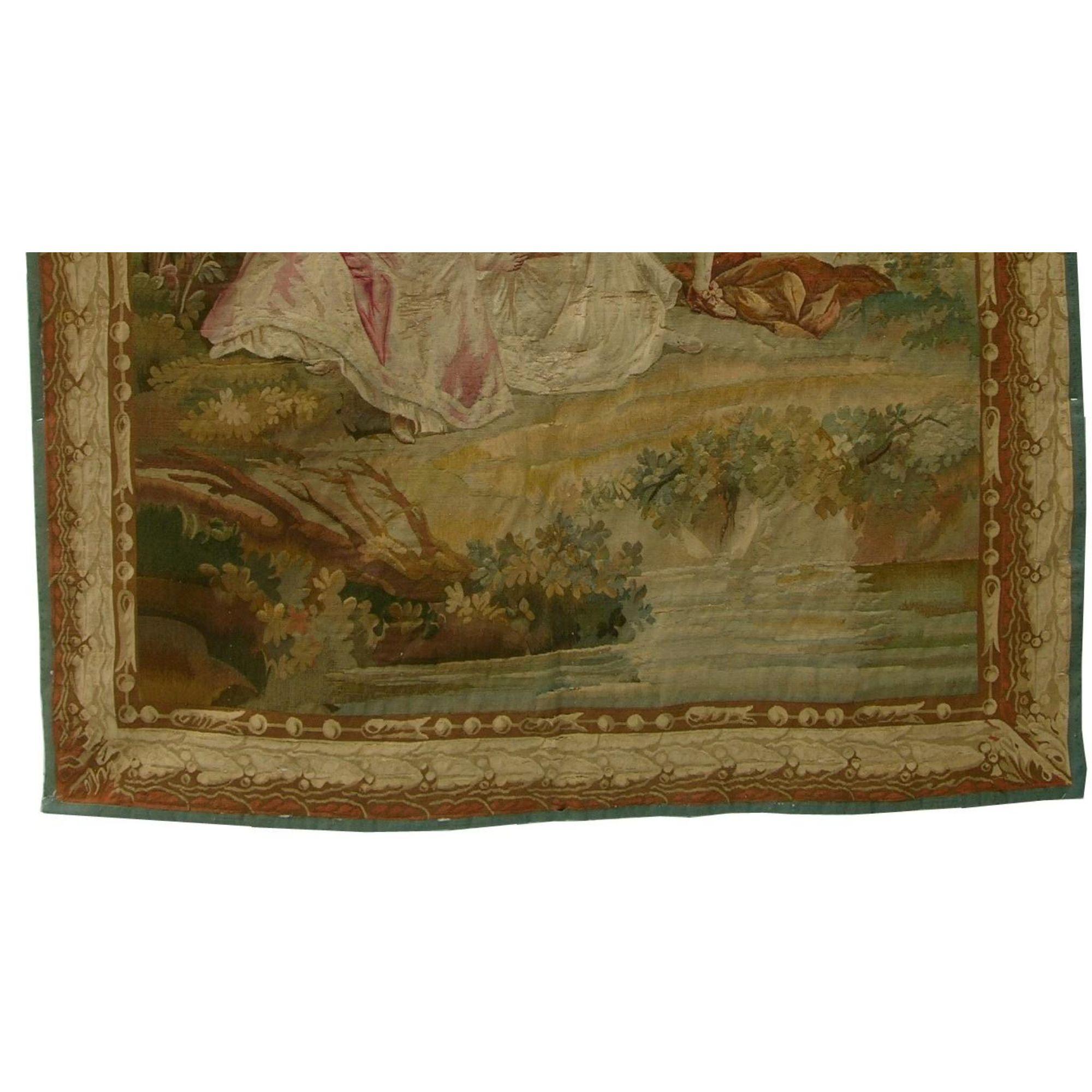 French Provincial 1900 Antique French Tapestry 5'4