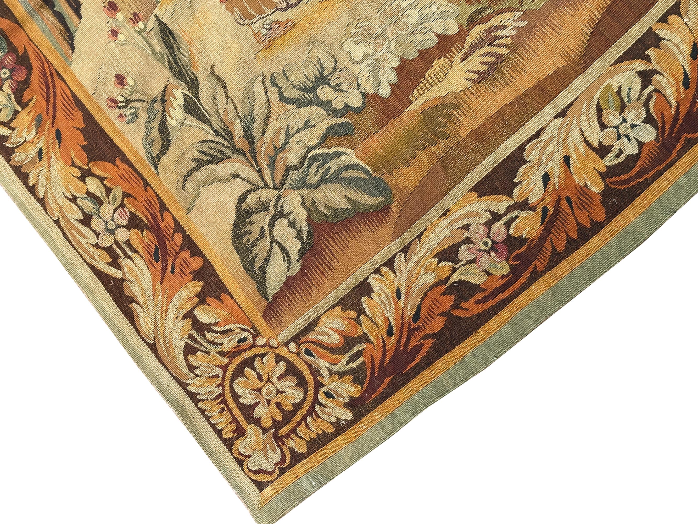 1900 Antique French Tapiz Lana y Seda Juego 7x7 Cuadrado 196cm x 201cm en venta 5