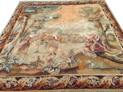 1900 Antique French Tapiz Lana y Seda Juego 7x7 Cuadrado 196cm x 201cm