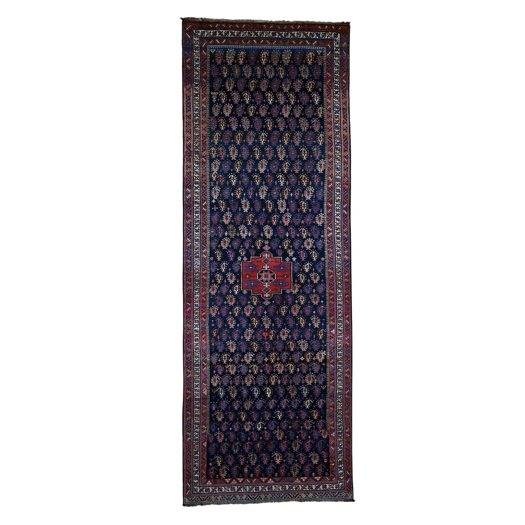 1900 Antique Hand Knotted Kurdish Bidjar Gallery Wide Runner Rug